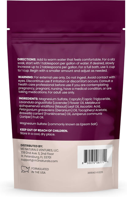 M3 Sitz Bath Soak for Postpartum & Hemorrhoid Care with Magnesium, 32 oz