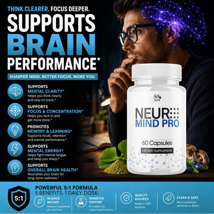 Neuro Mind Pro Capsules, Premium Formula NeuroMind Pro 1-Pack, 60 Capsules