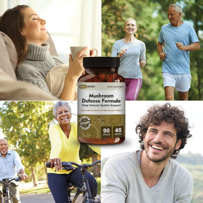 DailyNutra Mushroom Defense Formula - Immune Support Supplement | Organic Mushrooms, Hot Water Extracted - Reishi, Chaga, Maitake, Shiitake & Turkey Tail (90 Capsules)