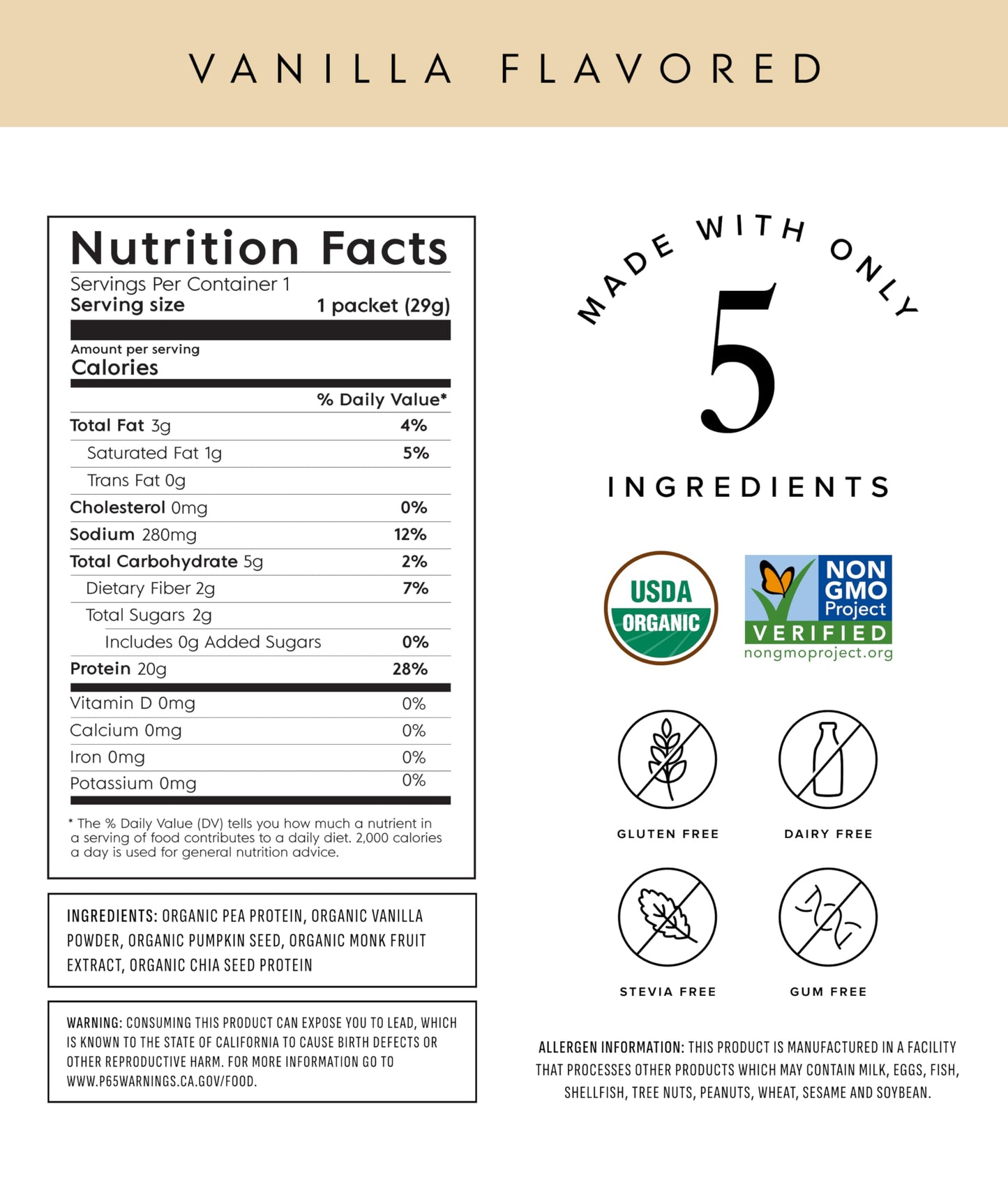 Truvani Organic Plant Based Protein Powder | Strawberry | 10 Servings | Vegan | 20g Pea Protein | Single Serving Travel Packets | Keto | Gluten & Dairy Free | Low Carb
