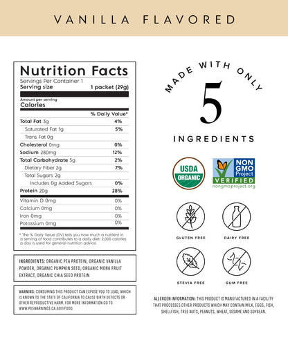 Truvani Organic Plant Based Protein Powder | Strawberry | 10 Servings | Vegan | 20g Pea Protein | Single Serving Travel Packets | Keto | Gluten & Dairy Free | Low Carb
