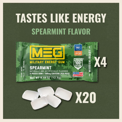 MEG Military Energy Gum, Multi Flavors | Caffeine Gum - Pack of 3, 15 Count