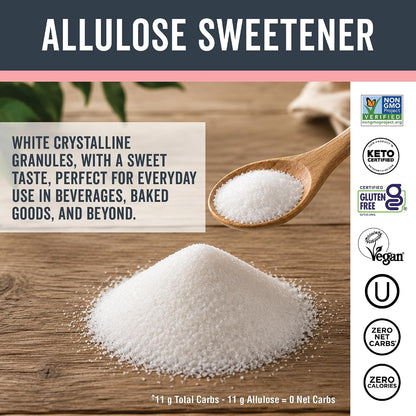 Viva Naturals Allulose Sweetener, 3 lb – Zero Calorie Sugar Alternative, Clean Sweet Taste, No Aftertaste, Ideal for Baking & Sweetening, Keto Friendly, Non-GMO