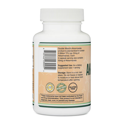 Akkermansia Probiotic and Postbiotic (Increases GLP-1 Production) 120 Capsules, 50mg per Serving (Third Party Tested to 5 Billion TFU per Serving, 50 Billion CFU per Gram) by Double Wood