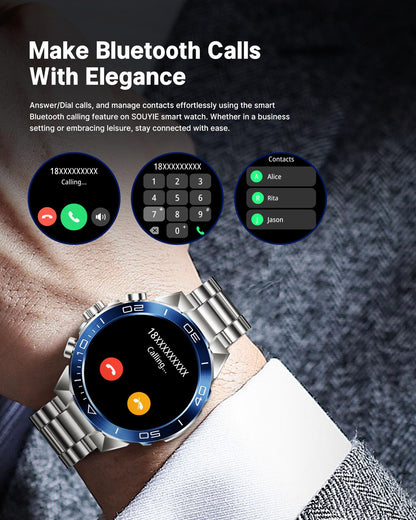 SOUYIE Smart Watch for Men Answer/Make Call 1.43" AMOLED 24H Health Monitor