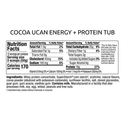 UCAN Energy + Whey Protein Powder - 19g Per Serving with Amino Acids EAAs & BCCAs
