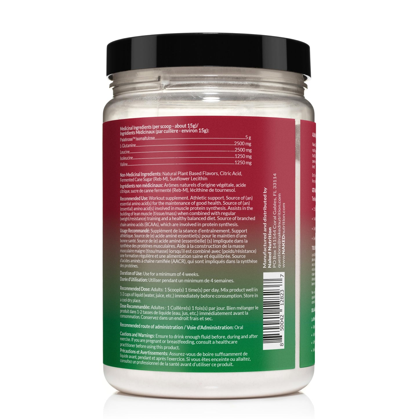 NAKED BCAAs Amino Acids Powder, Only 1 Ingredient, Pure 2:1:1 Formula, Vegan Unflavored Branched Chain Amino Acids, Instantized All Natural BCAA Supplement - 500 Grams, 100 Servings