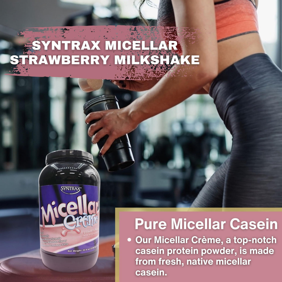 Syntrax Bundle: Micellar Créme Strawberry Protein Powder - 2lbs of Kosher and Halal