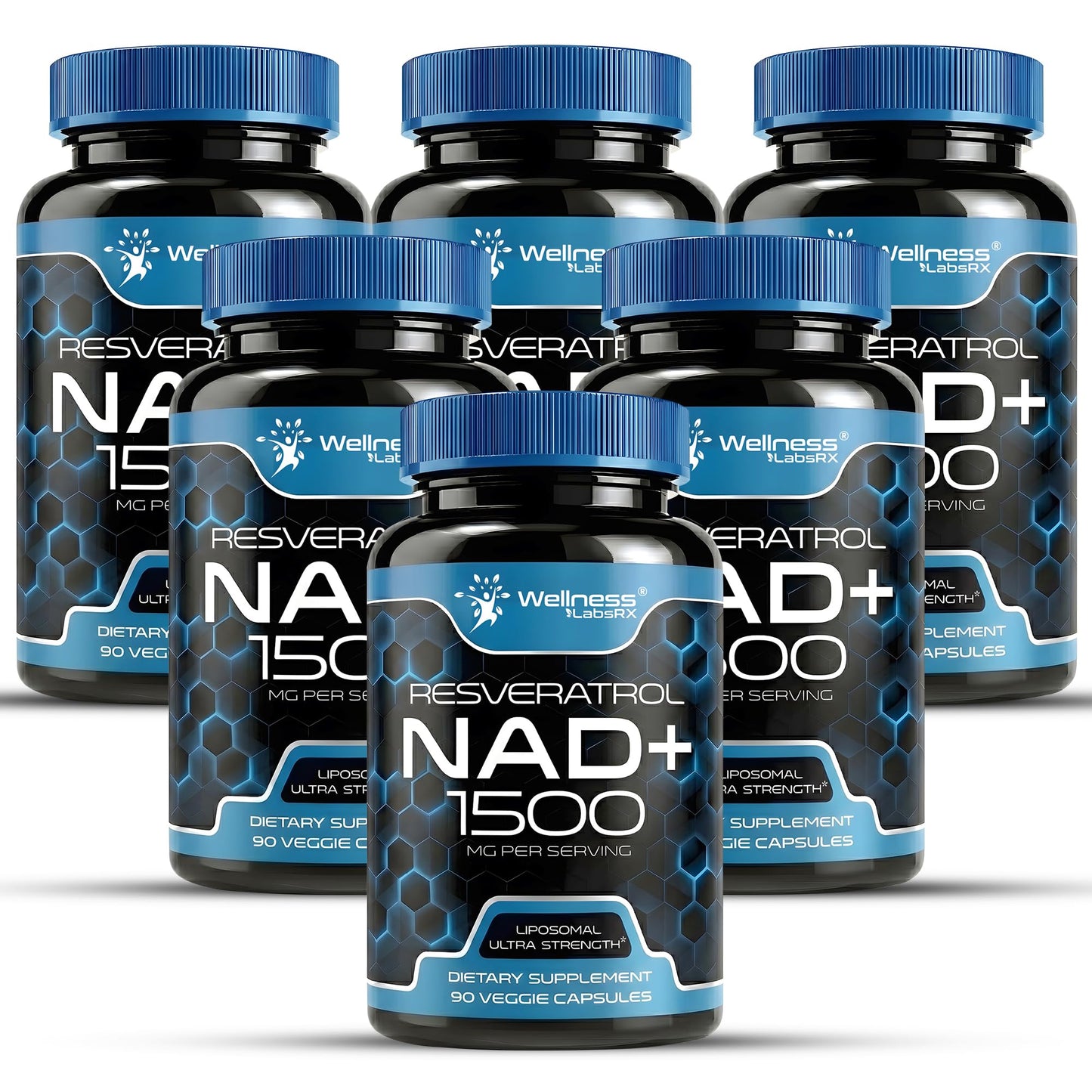 Wellness LABSRX Liposomal NAD Supplement, 1500mg - NAD Resveratrol Supplement for Women and Men, NAD+ Support Cellular Health, Energy & Anti Aging - 90 Count
