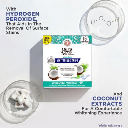 GuruNanda Teeth Whitening Strips - 4X Whiter Teeth, 7-Day Whitening Kit