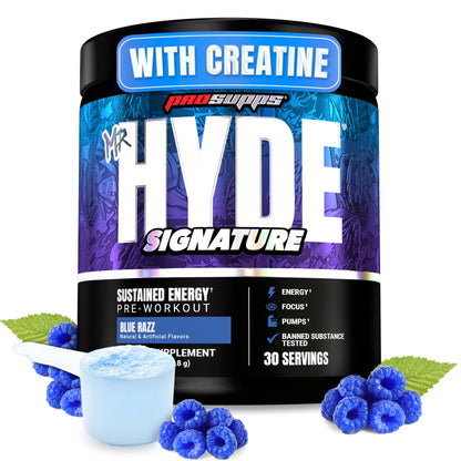 ProSupps Mr. Hyde Signature Pre Workout Powder with Creatine, Beta Alanine & Caffeine - Performance, Energy & Endurance - Clean Fitness & Gym Supplements for Men & Women (Blue Razz, 30 Servings)