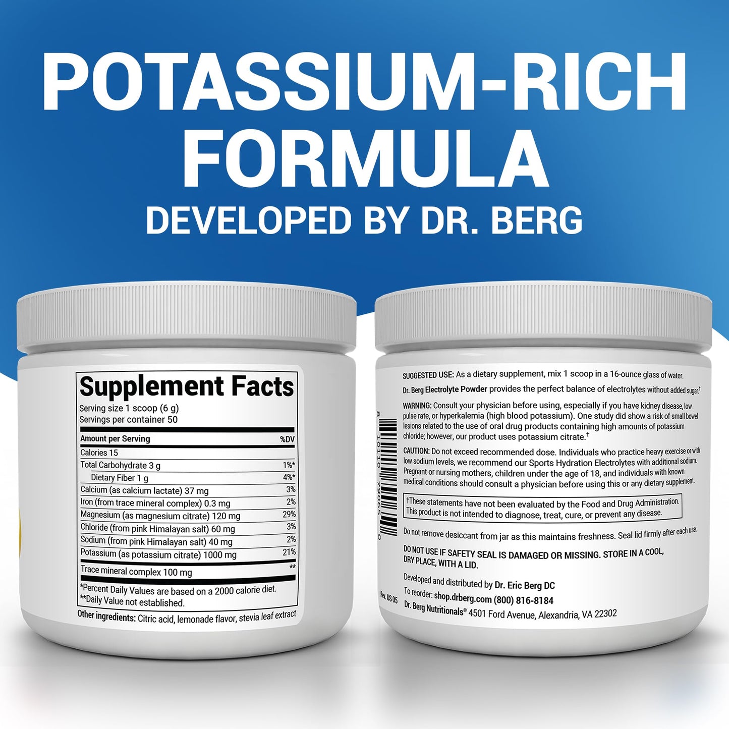 Dr. Berg Zero Sugar Hydration Keto Electrolyte Powder - Enhanced w/ 1000 mg of Potassium & Real Pink Himalayan Salt (NOT Table Salt) - Raspberry & Lemon Flavor Hydration Drink Supplement, 100 Servings