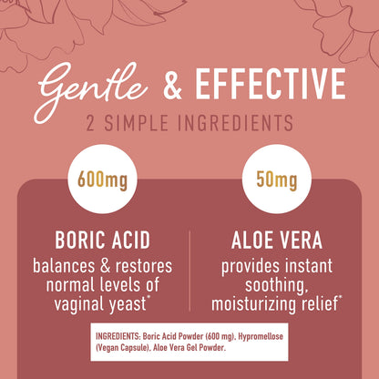 Boric Acid Suppositories for Women | 600mg | for pH Balance, Vaginal Odor & Itching | Feminine Intimate Health