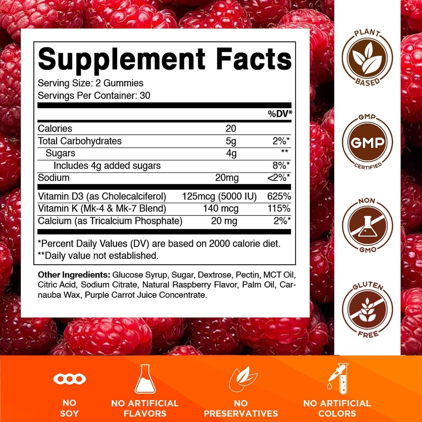Vitamatic Vitamin D3 + K2 Gummies 60 Count - 2 Pack | D-3 5000 IU + Vitamin K 140mcg for Bone Heart & Immune Support, Pectin-Based, Non-GMO, Gluten-Free