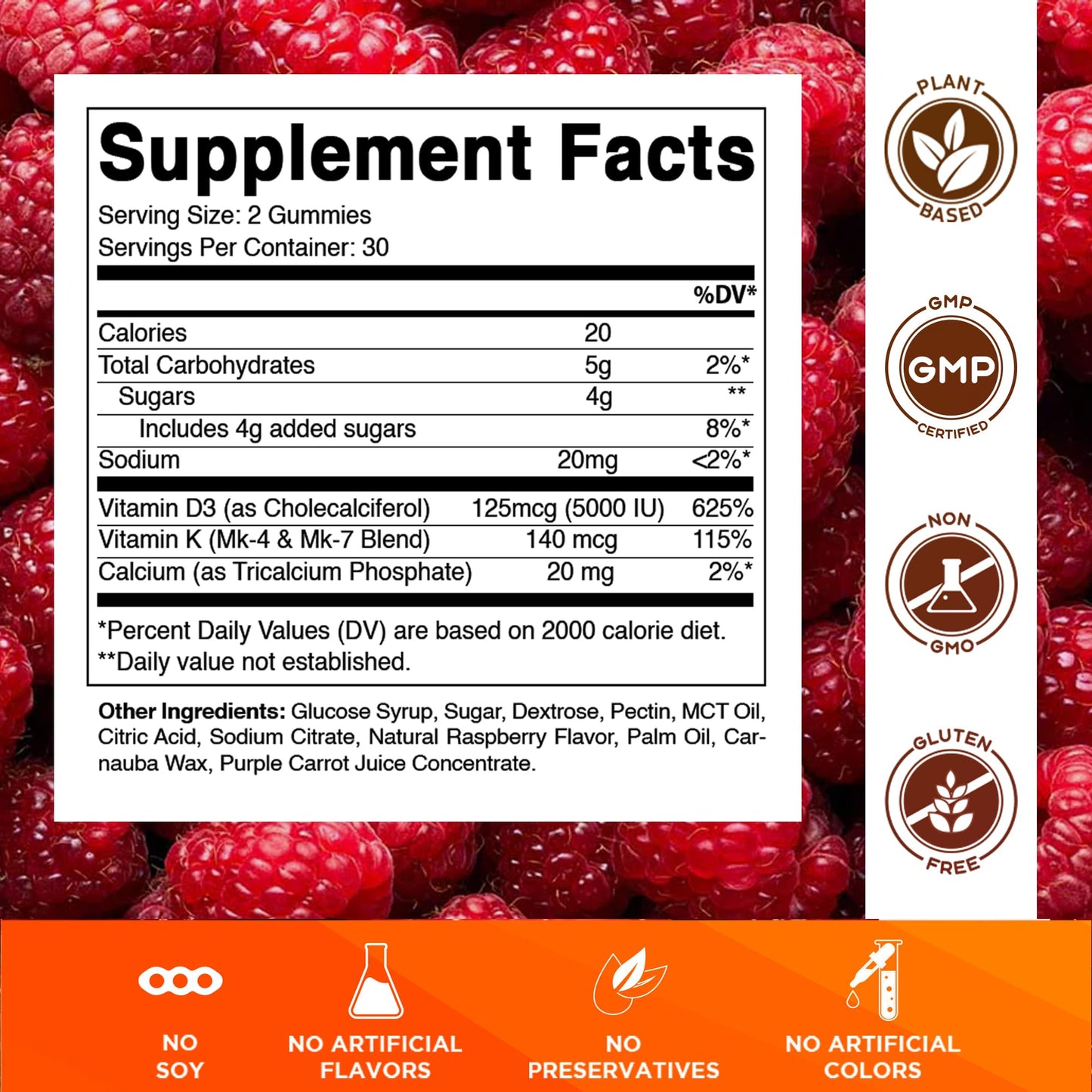 Vitamatic Vitamin D3 + K2 Gummies 60 Count - 2 Pack | D-3 5000 IU + Vitamin K 140mcg for Bone Heart & Immune Support, Pectin-Based, Non-GMO, Gluten-Free