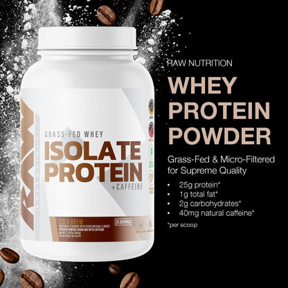 RAW Whey Isolate Protein Powder, Dark Chocolate - 100% Grass-Fed Sports Nutrition Whey Protein Powder for Muscle Growth & Recovery - Low-Fat, Low Carb, Naturally Flavored & Sweetened - 25 Servings