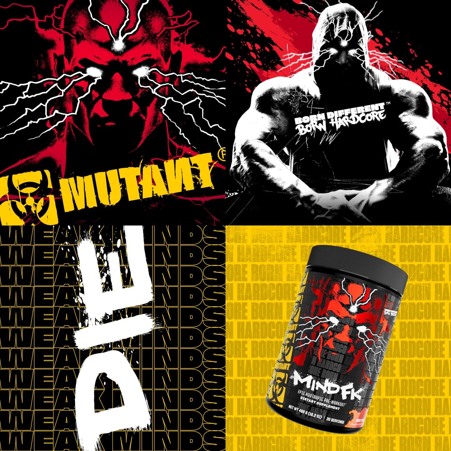 Mutant Mind FK - Epic Nootropic Pre-Workout - Brain Supplement for Mental Focus - 20 Serve - Blue Raspberry - 460g