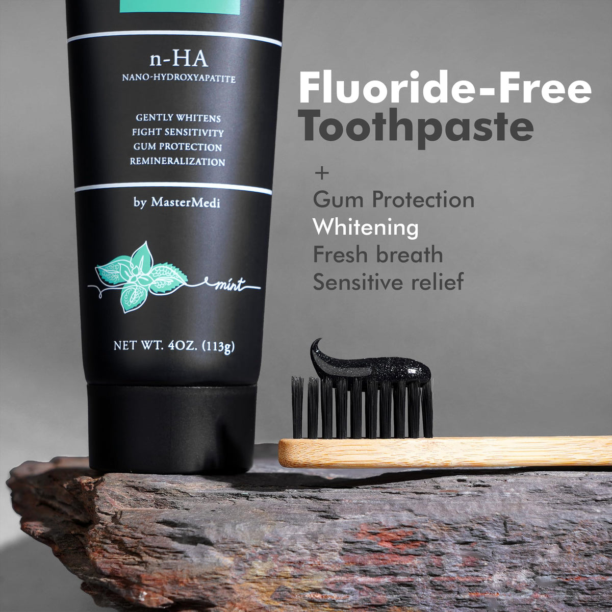 MasterMedi Nano Hydroxyapatite Toothpaste with Xylitol – Fluoride & SLS Free, Remineralizing Formula for Whitening, Sensitive Teeth, Enamel Repair & Strength, Magic Mint, 4 oz (Pack of 1)