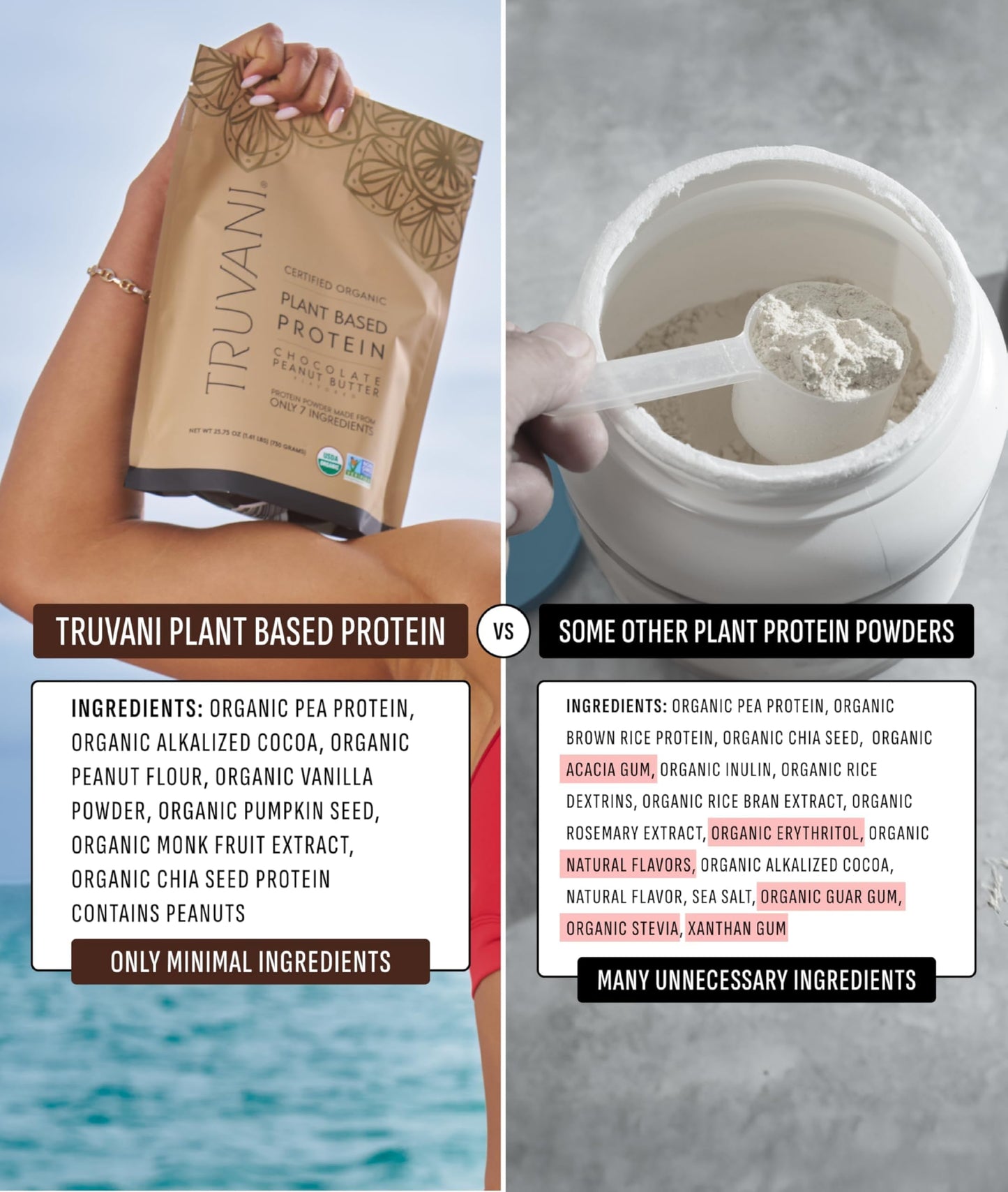 Truvani Organic Plant Based Protein Powder | Strawberry | 10 Servings | Vegan | 20g Pea Protein | Single Serving Travel Packets | Keto | Gluten & Dairy Free | Low Carb