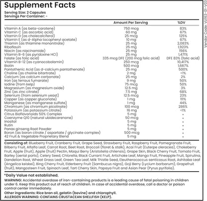 Adult Multivitamin for Women and Men - Daily Vitamin Supplements for Immune Support, Brain, Energy, Heart & Bone Health - Vegan Multivitamin with Essential Vitamins & Minerals