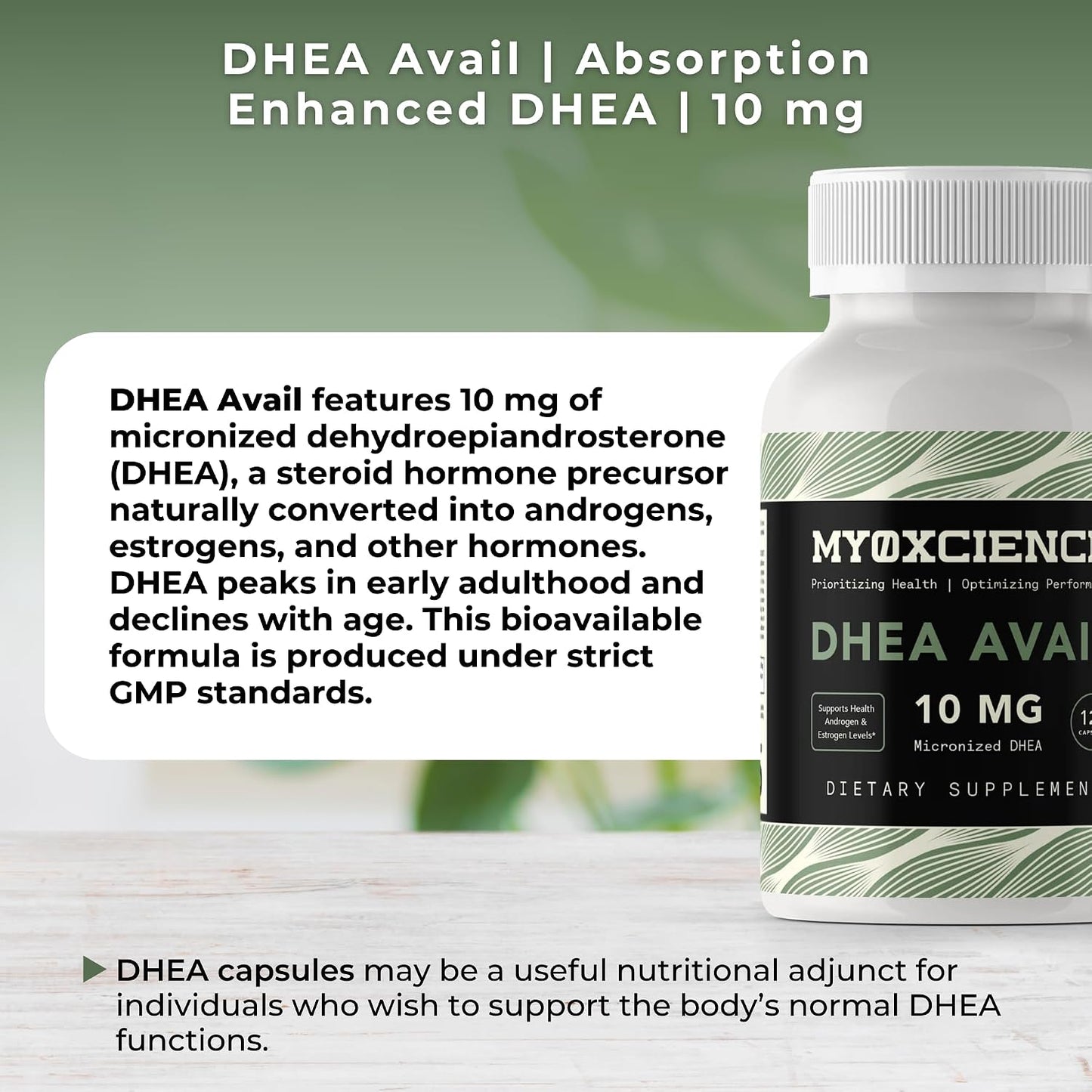 MYOXCIENCE DHEA Avail | Absorption Enhanced DHEA | 10mg, 120 Servings