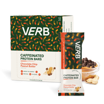 Verb Energy - Chocolate Chip Peanut Butter Caffeinated Protein Bars - 190-Calorie 6g 