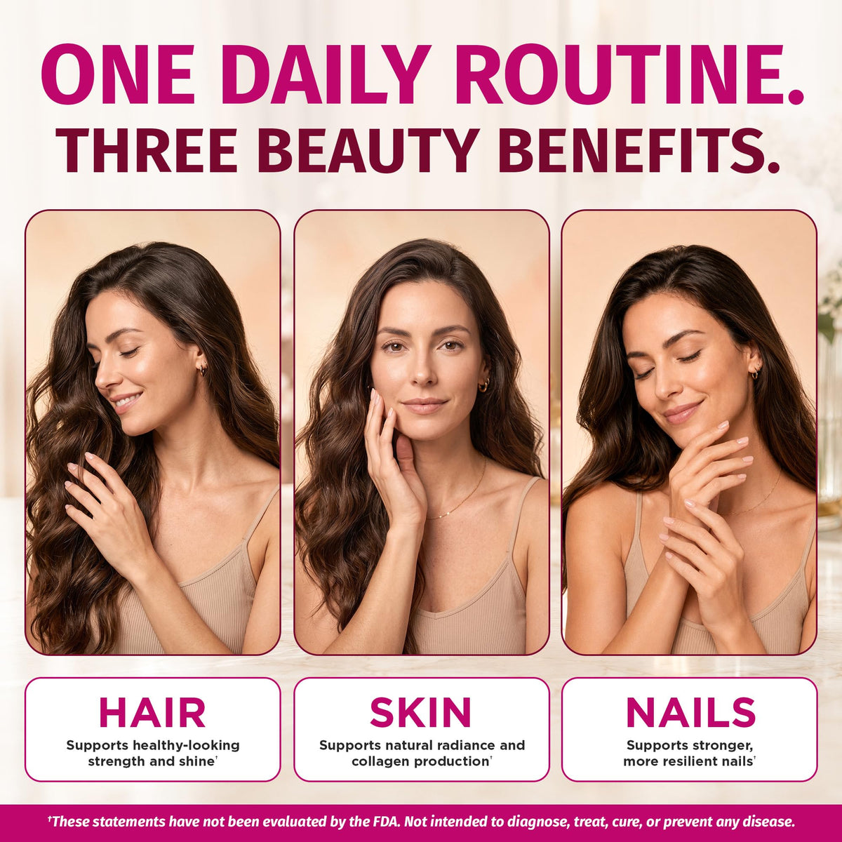 1 Body Hair Skin & Nails with Biotin, Vegan Vitamins, 60 Capsules