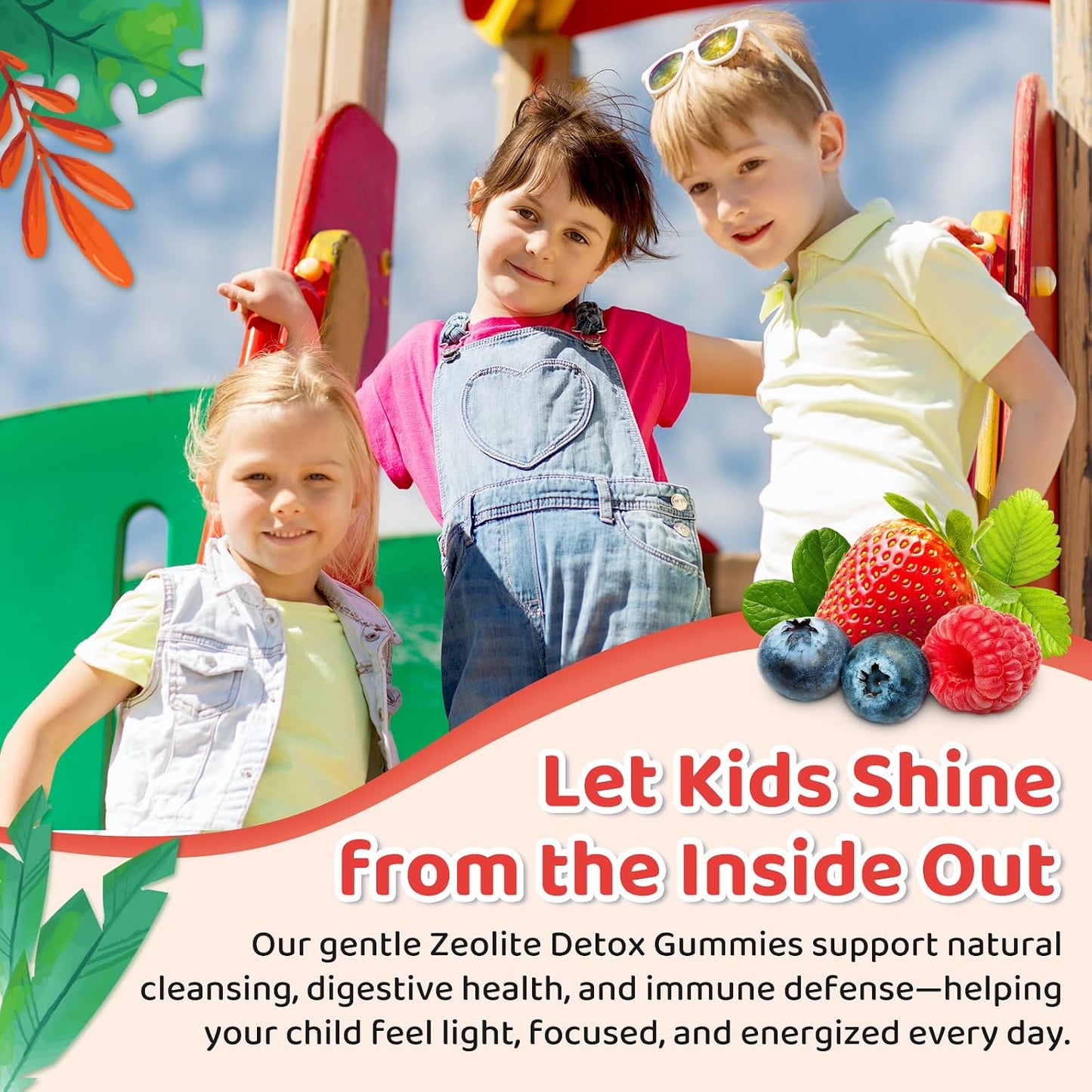 Zeolite Detox for Kids & Adults, Zeolite Detox Gummies with L-Glutamine, Chlorella, Milk Thistle, Zinc, Prebiotics for Gut Support, Liver Detox Cleanse, Immune, Energy, Mixed Berry Flavor, 60 Gummies