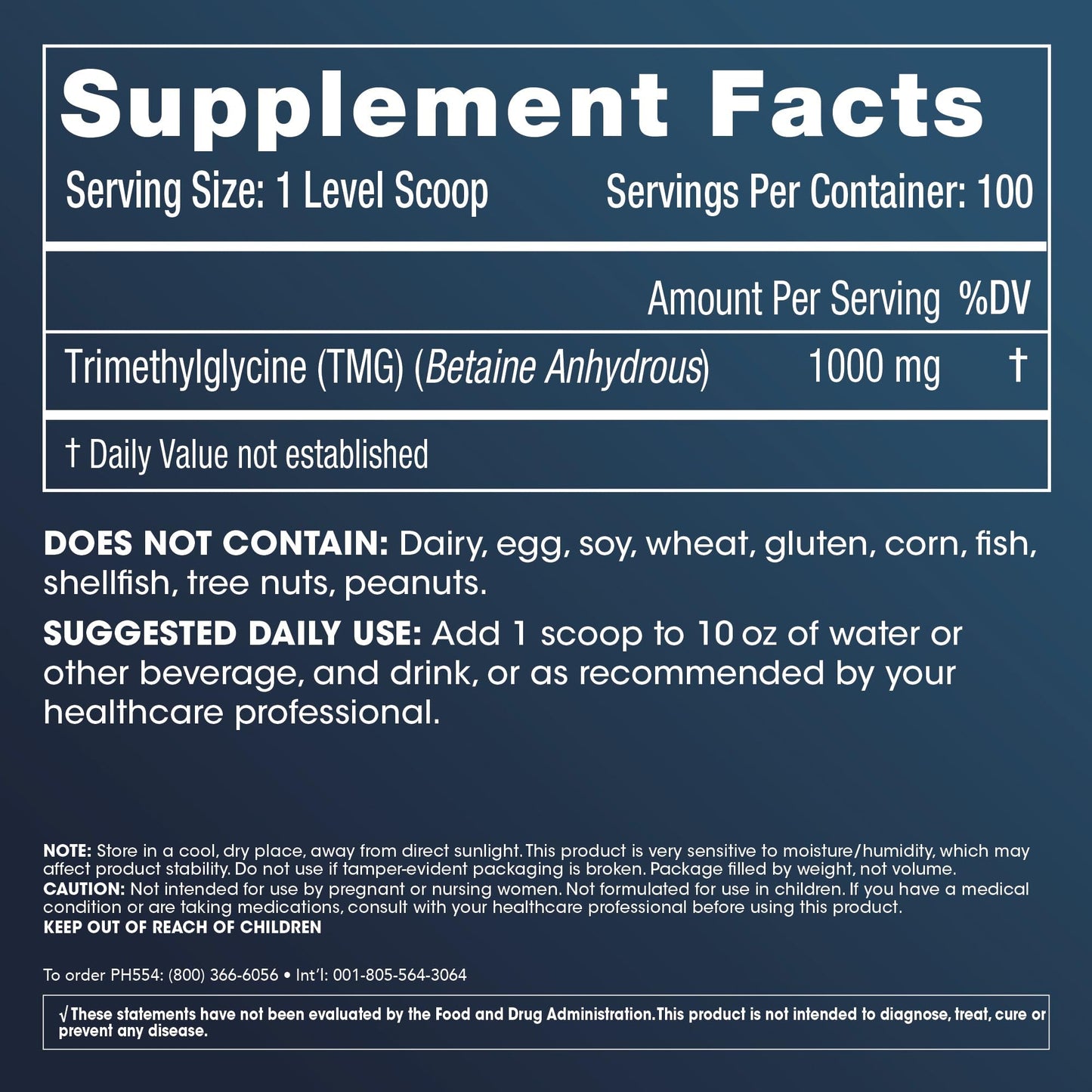 ProHealth TMG Amino Acid Blood Pressure (Trimethylglycine - Betaine Anhydrous Supplement) - Methylation Support 250 Grams Bulk Powder Longevity