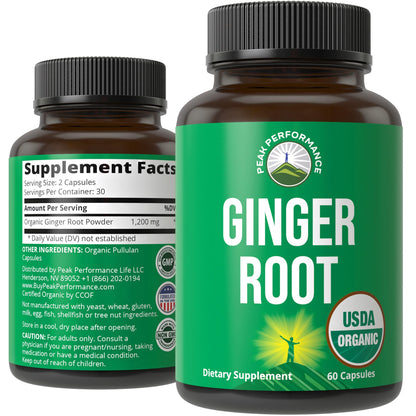 USDA Organic Ginger Root Extract Liquid Drops. Zero Sugar, Non Bitter Vegan Ginger Oil Supplement for Immune, Digestive + Gut Support. High Bioavailability, Gluten Free for Women and Men. Take Orally