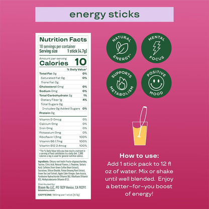 Bloom Energy Sticks Cherry Lime and Hydration Sticks Strawberry Lemonade Bundle