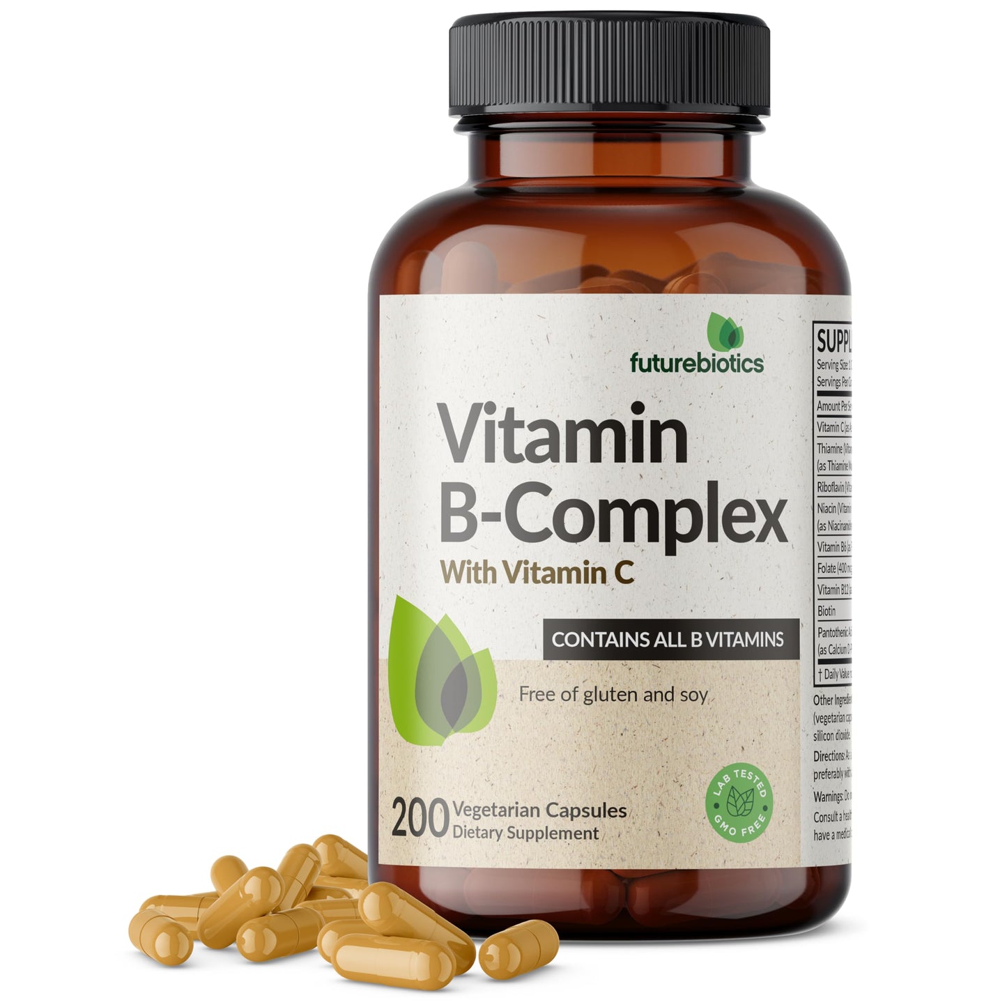 Futurebiotics Vitamin B Complex with Vitamin C Supports Energy Production, Nervous System & Immune Support - Non-GMO, 120 Vegetarian Capsules
