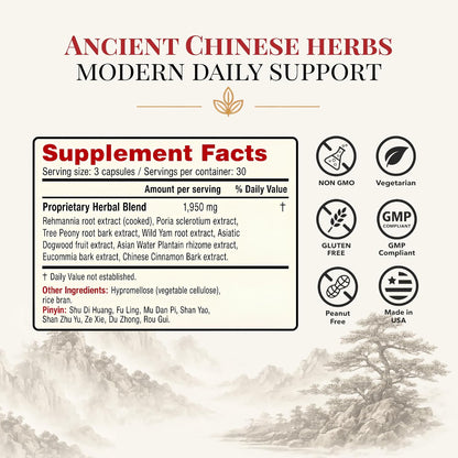 Health Concerns Rehmannia 8 - Kidney Cleanse Detox & Repair Supplement - Back Discomfort & Urinary Tract Health for Women & Men - Traditional Chinese Herbal Root Extract for Backaches - 90 Capsules