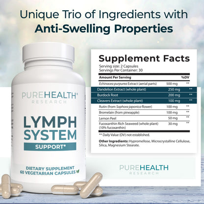 PUREHEALTH RESEARCH Lymph System Support Supplement - Lymphatic Drainage Supplement