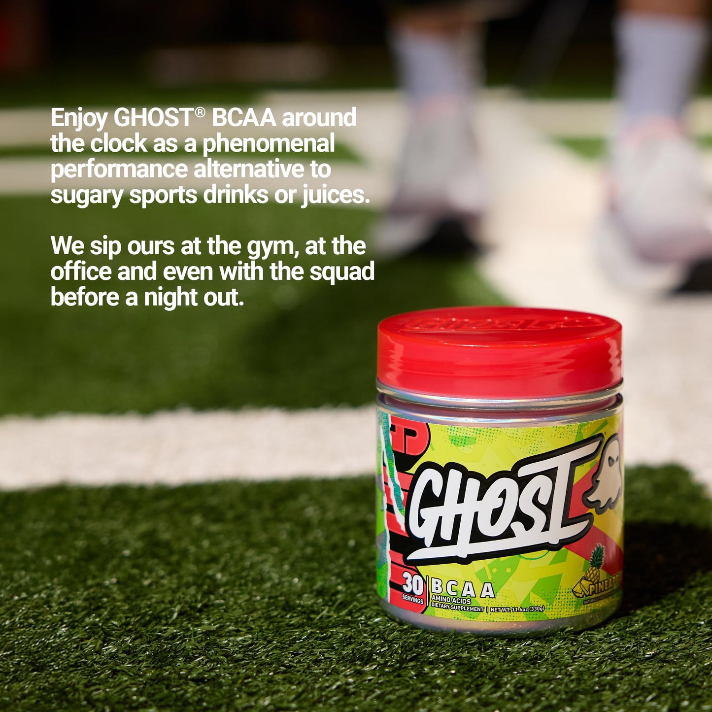 GHOST BCAA Powder Amino Acids Supplement, Sour Strips - 30 Servings - Sugar-Free Intra, Post & Pre Workout Amino Powder & Recovery Drink, 7G BCAA