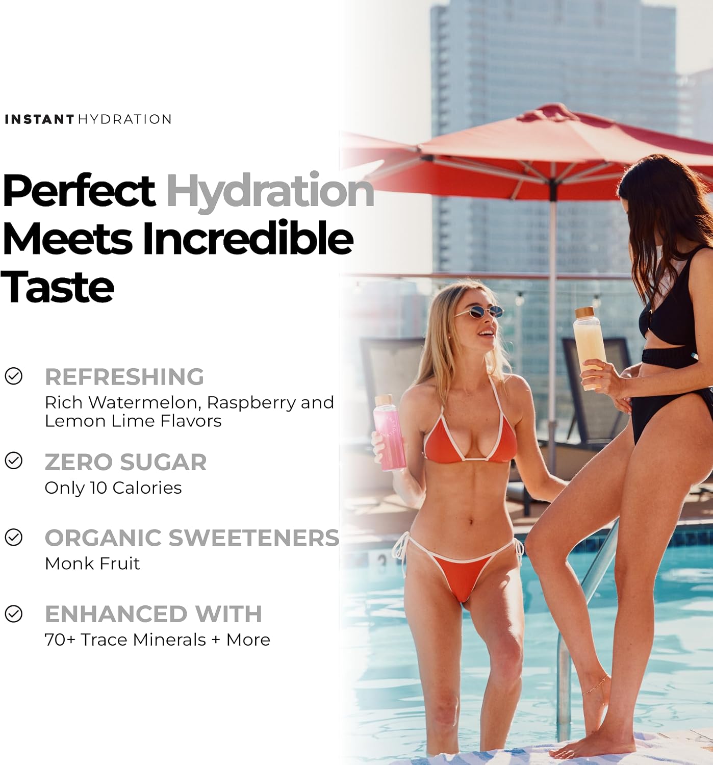 Instant Hydration Sugar Free Electrolytes Powder Packets Variety Pack - Watermelon, Raspberry, Lemon Lime Drink Mix & Travel Essentials with Magnesium and Potassium - Post Workout Recovery - 20 Sticks