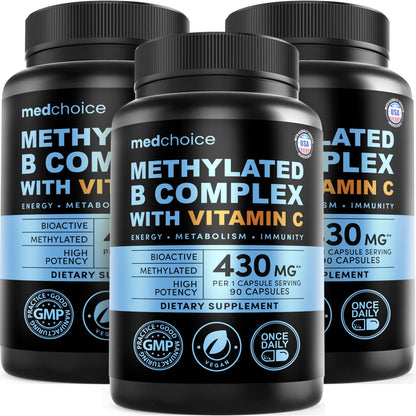 MEDCHOICE 9-in-1 Methylated Vitamin B Complex for Women & Men, 90ct