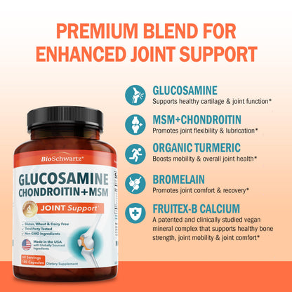 Glucosamine Chondroitin MSM Joint Support Supplement, 90 Capsules