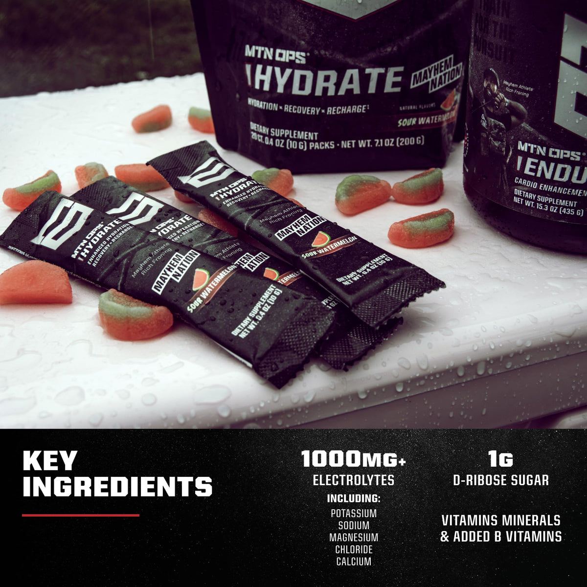 MTN OPS Hydrate Sugar Free Electrolyte Packets, Mango Peach