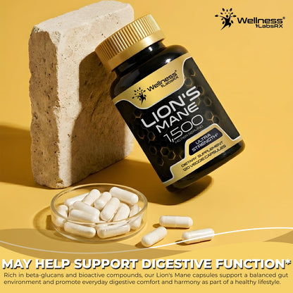Lions Mane Supplement Capsules - 120 Count - Mushroom Supplement, Brain Supplements for Memory and Focus, Lion's Mane Mushroom Capsules Organic - Cognitive and Immune Support, Focus Supplement