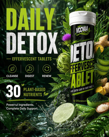 Detox Effervescent Tablets - All-in-One Daily Cleanse & Liver Support Drink with Milk Thistle, NAC, Activated Charcoal, Digestive Enzymes & Electrolytes - Fizzy Lemon Flavor, 30 Count