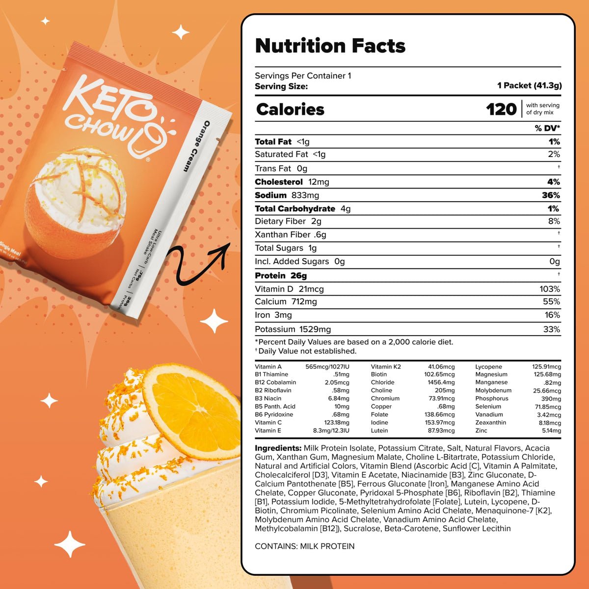 Keto Chow Chocolate Peanut Butter Meal Replacement Shake Powder, 1 Meal