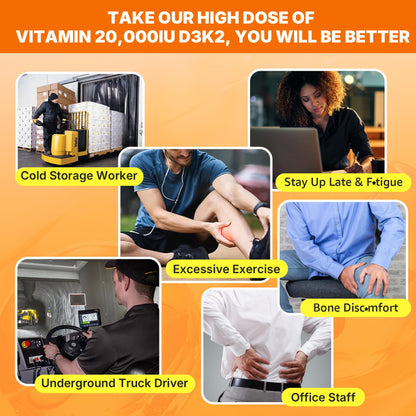 Vitamin D3 20,000 IU + K2 Vitamin (MK4 & MK7) 200mcg + Calcium Citrate, Optimal Vitamin D3 K2 Softgel - Strong Bone & Muscle, Calcium Absorption, Helping Vitamin D Deficiencies, Easy to Swallow, 2Pack