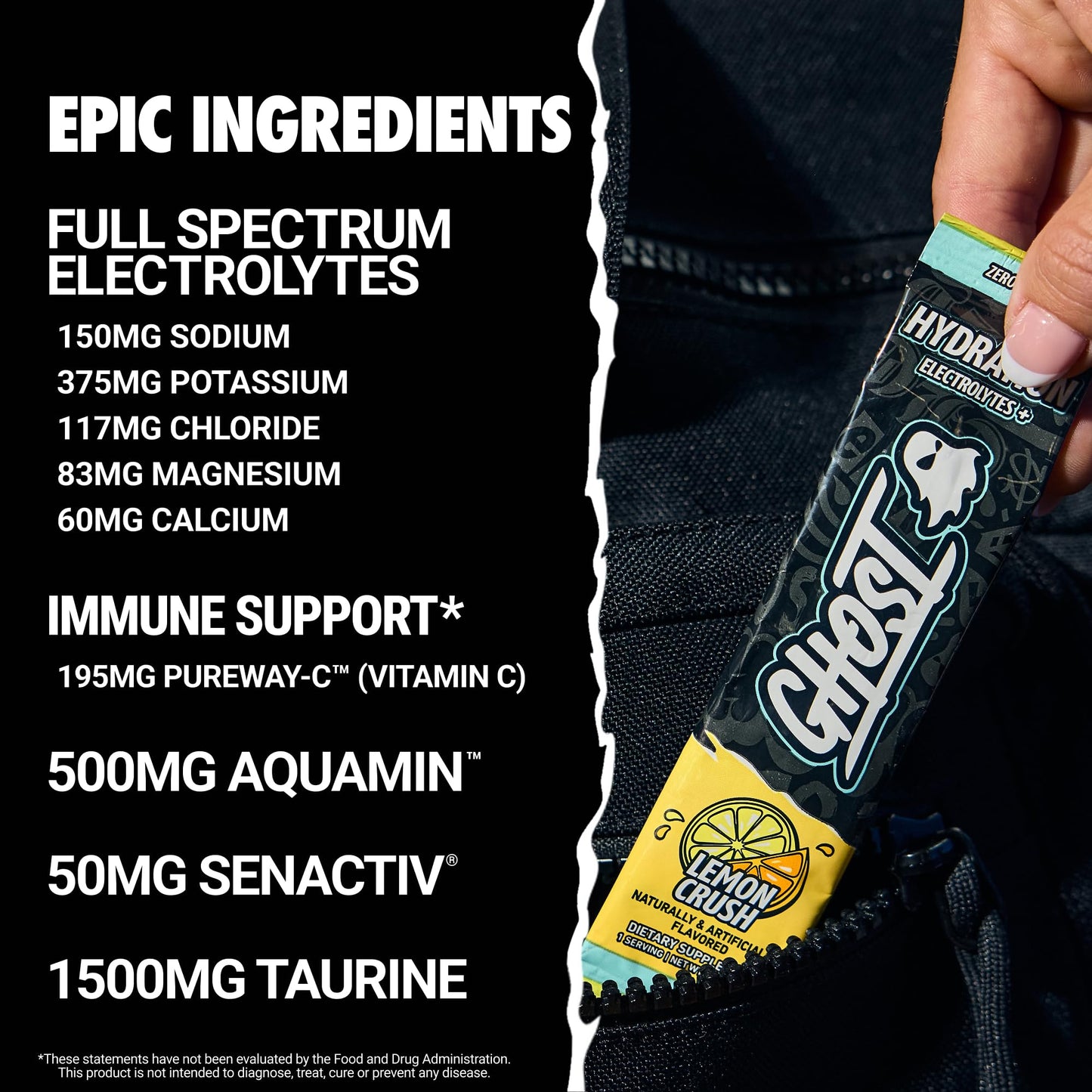 GHOST Hydration Sticks, Electrolyte Powder Packets, Sonic Cherry Limeade - 24 Sugar Free Instant Electrolyte Drink Mix - Caffeine-Free Daily Hydration & Immune Support with Clean Formula