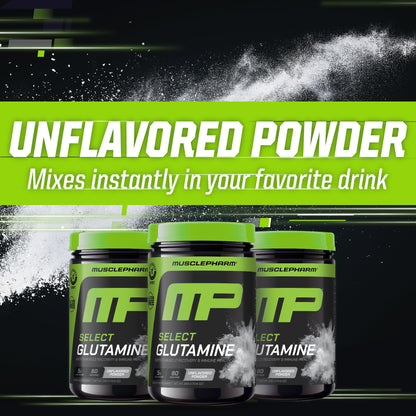 MusclePharm Glutamine, Pure L-Glutamine Powder Supplement for Post Workout Muscle Recovery, Energy & Gut Health, 5g L Glutamine Powder per Serving, Gluten-Free, Unflavored, 60 Servings