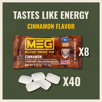 MEG Military Energy Gum, Multi Flavors | Caffeine Gum - Pack of 3, 15 Count