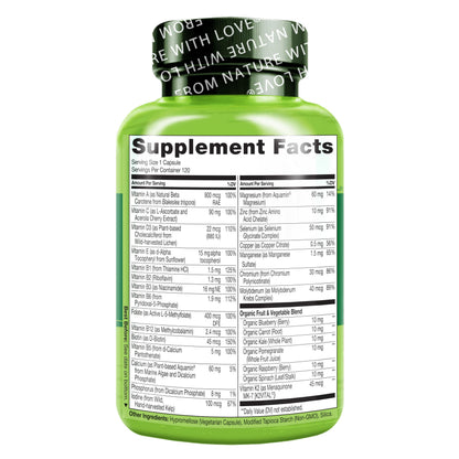 NATURELO One Daily Multivitamin for Women 50+ (Iron Free) - Menopause Support for Women Over 50 - Whole Food Supplement - Non-GMO - No Soy - 60 Capsules - 2 Month Supply