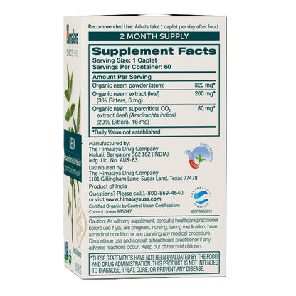 Himalaya USDA Organic Neem Herbal Supplement, 600 mg, 60 Caplets