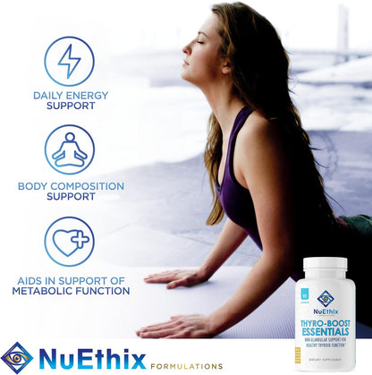 NuEthix Formulations Cortisol and Thyroid Support Supplement Bundle: Cort-Eaze Cortisol-Control Supplement, 60 Capsules, 30 Servings and Thyro-Boost Essentials, 90 Capsules
