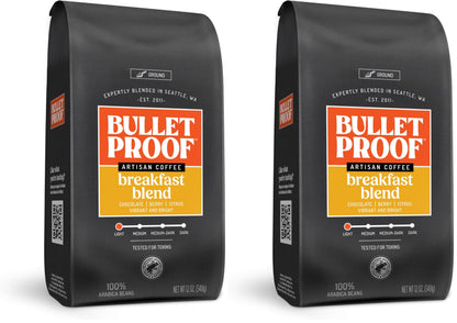Bulletproof Original Medium Roast Ground Coffee,100% Arabica Coffee, Clean Coffee Tested for Toxins, Sustainably Sourced, 12 Ounces